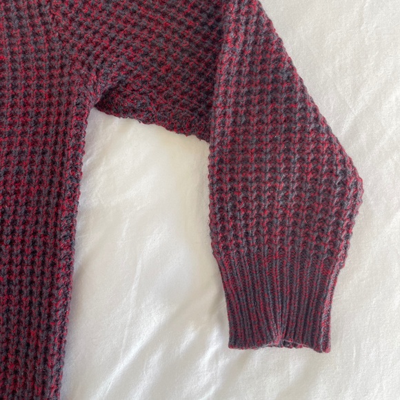 Vintage Woolrich Shawl Collar Waffle Knit Pullover Sweater Red Wooden Button L - Picture 5 of 11